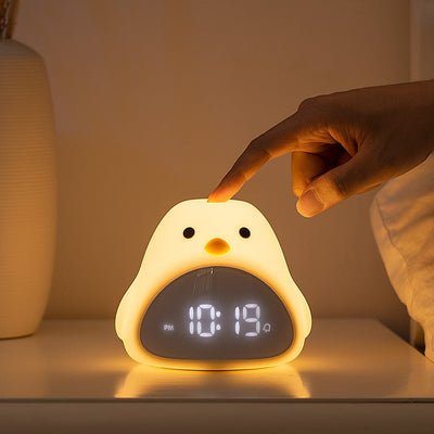 Adorable reloj despertador con luz nocturna de pollito - Dimensiones de 13,5 x 10,8 cm