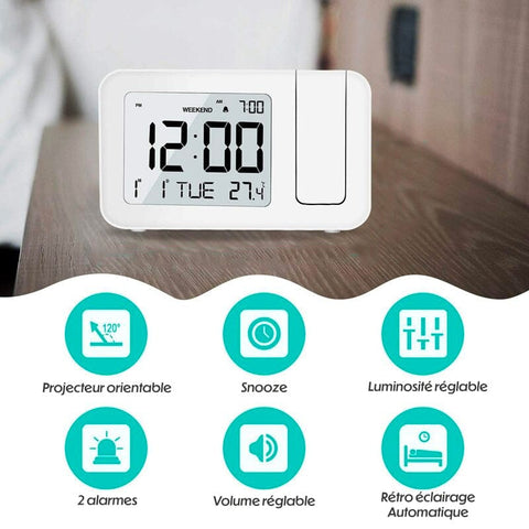 White Design Projector Alarm Clock