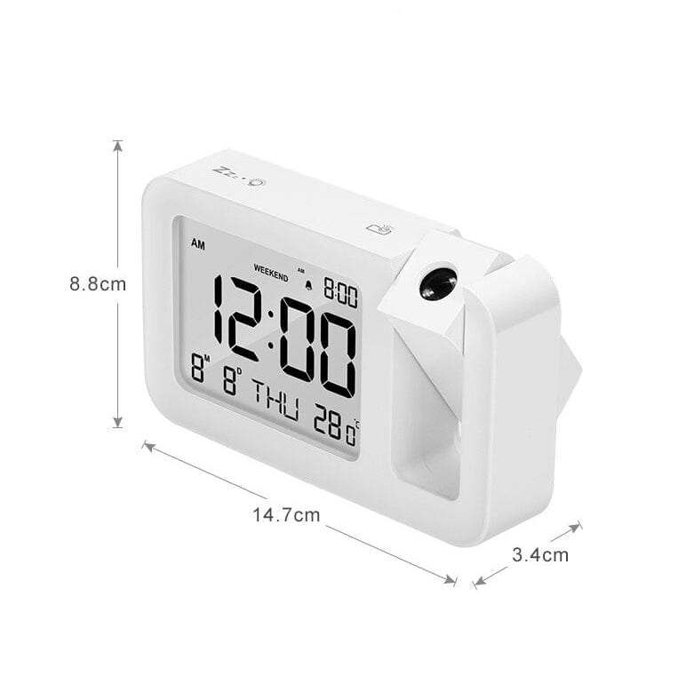 Reloj despertador con proyector de diseño blanco