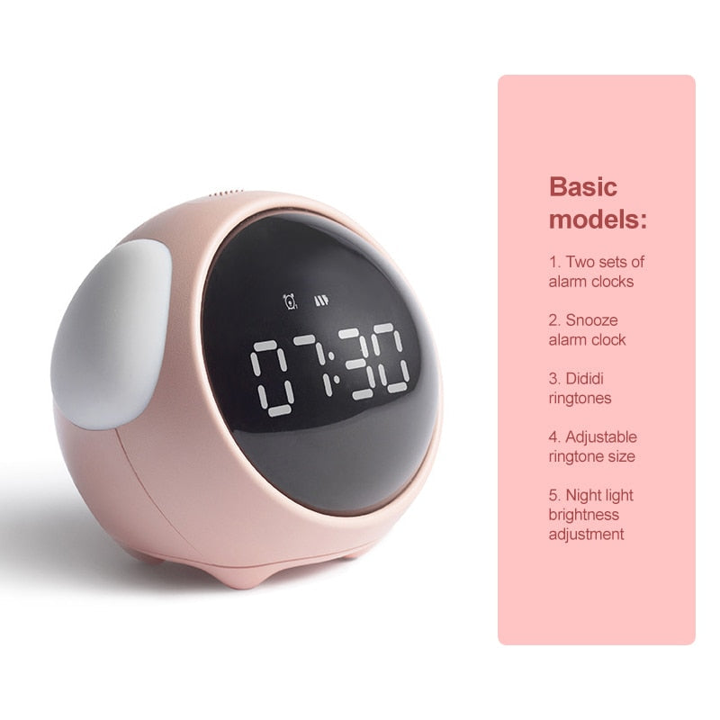 Adorable Interactive Pink Alarm Clock - Dimensions of 11x10.5 CM