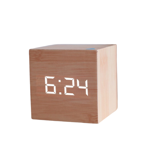 Réveil en bois clair cube-Reveilleur
