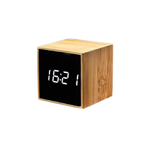 Réveil cube contour bois-Reveilleur