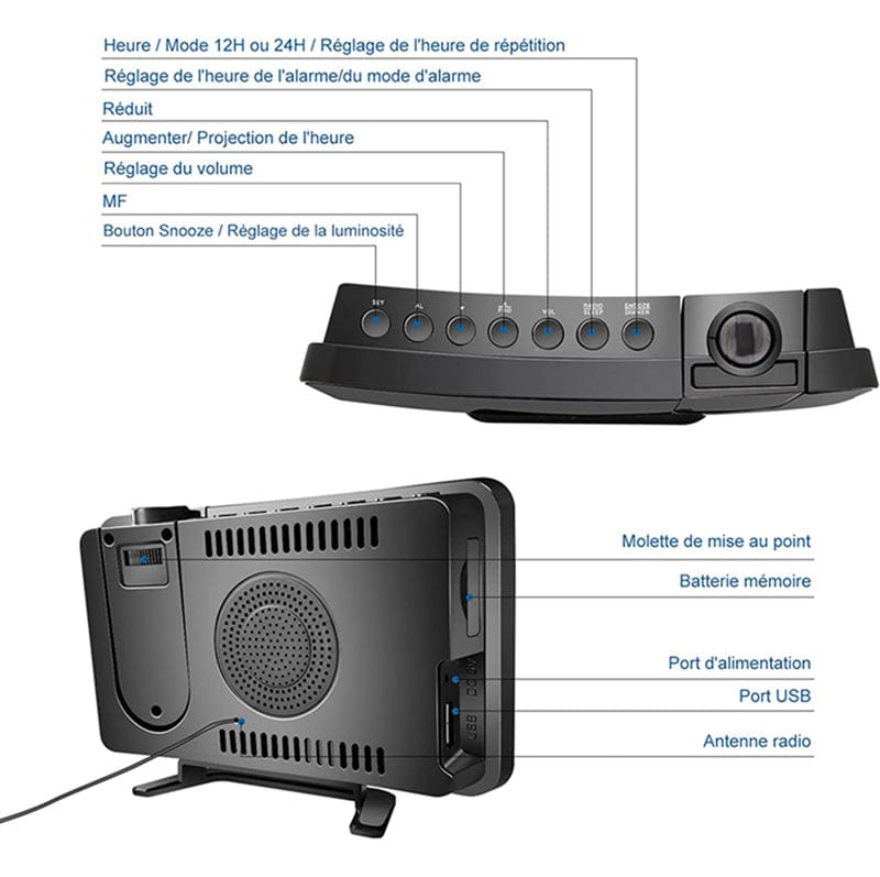 Réveil Projecteur - Radio FM