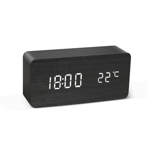 Réveil en bois noir rectangle-Reveilleur