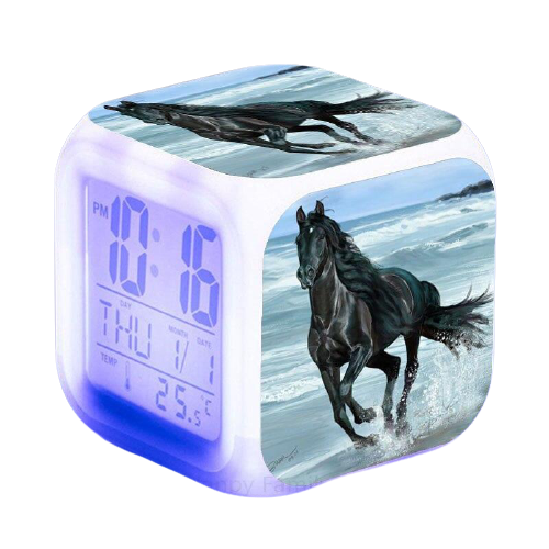Réveil led cheval noir-Reveilleur