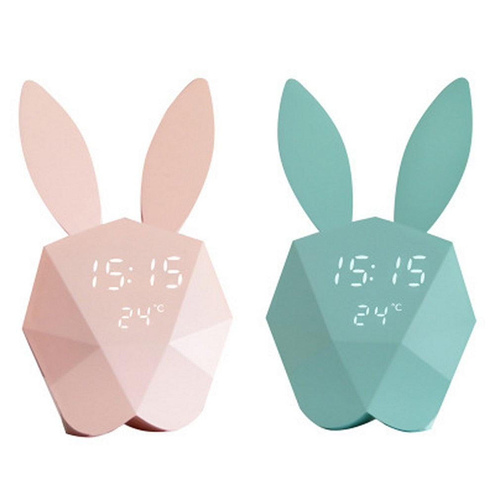 Réveil Lapin Muet Veilleuse LED Magnétique Température - Dimensions de 12x5 CM