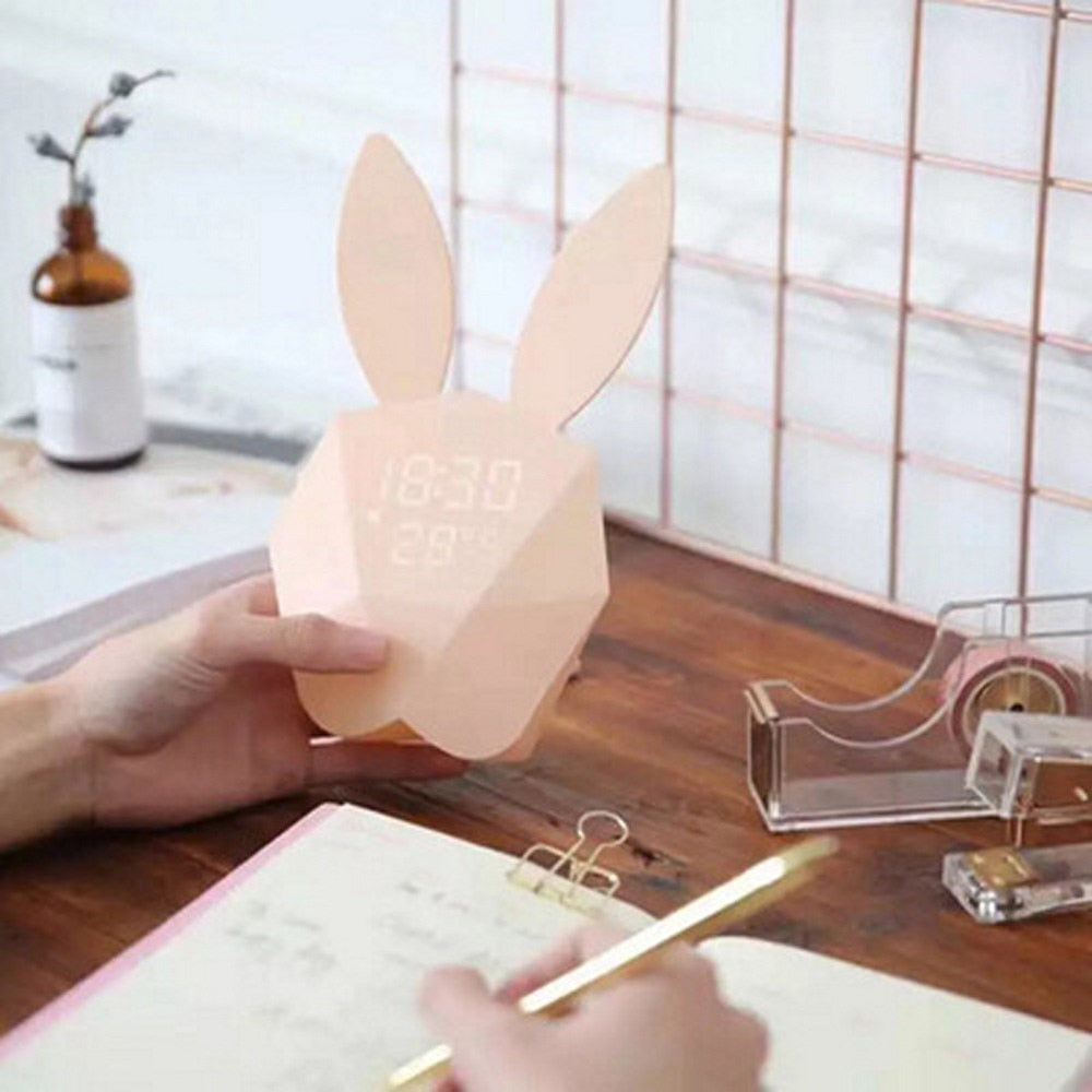 Réveil Lapin Muet Veilleuse LED Magnétique Température - Dimensions de 12x5 CM