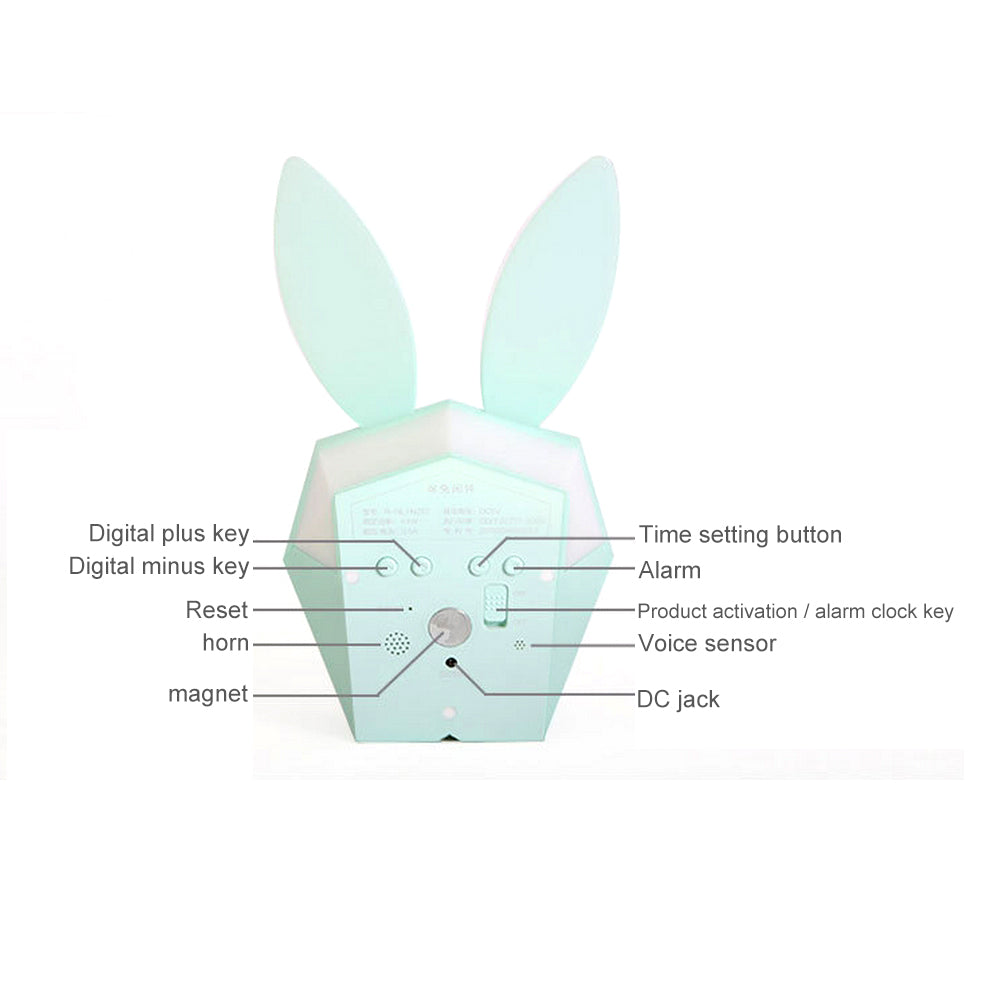 Réveil Lapin Muet Veilleuse LED Magnétique Température - Dimensions de 12x5 CM
