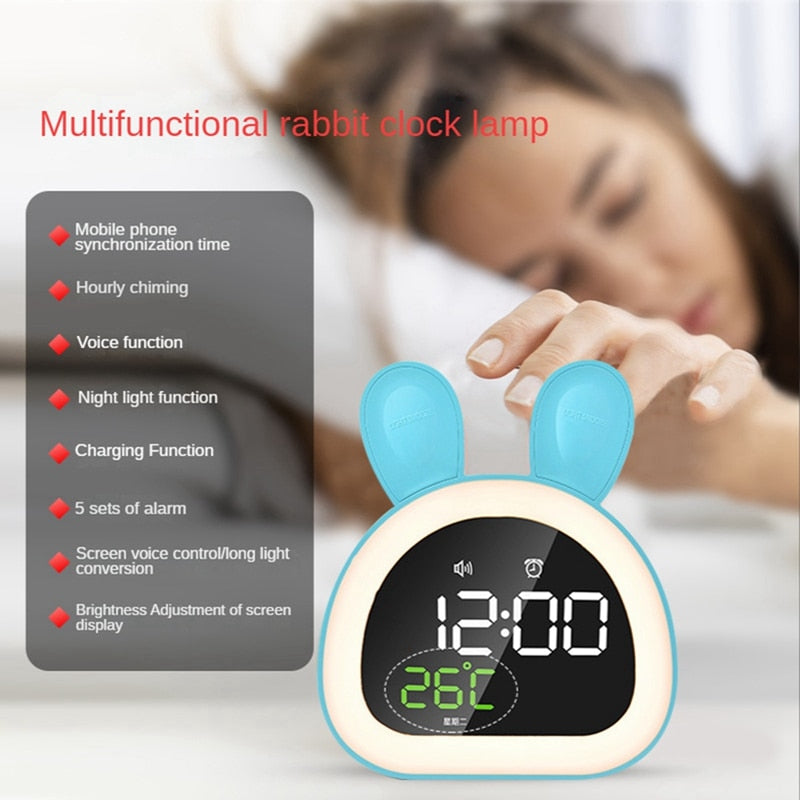 Réveil Lapin Numérique LED Muette - Dimensions de 15x12 CM-Reveilleur