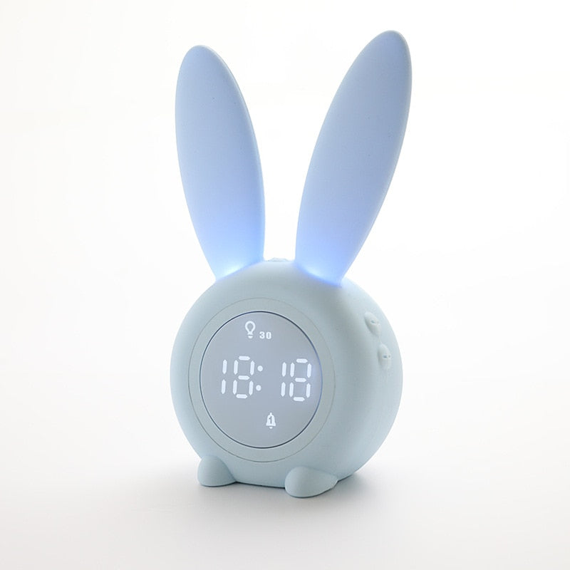 Rabbit Alarm Clock Rechargeable LED Night Light - Dimensions of 17.5x7.2 CM