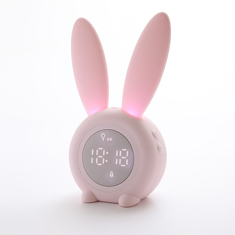 Rabbit Alarm Clock Rechargeable LED Night Light - Dimensions of 17.5x7.2 CM